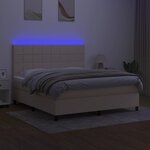vidaXL Sommier à lattes de lit et matelas et LED Crème 180x200cm Tissu