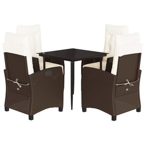 vidaXL Ensemble à manger de jardin 5 Pièces et coussins marron poly rotin