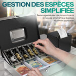 ACROPAQ Caisse monnaie 30x24x9cm- Coffret Monnaie en Acier- Monnayeur  2 clés  Compartiments à monnaie- Poignée de Transport Robuste