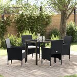 vidaXL Ensemble de Salle à Manger de Jardin 5 pièces Noir Rotin Synthétique