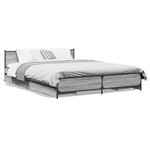 vidaXL Cadre de lit avec tiroirs sans matelas sonoma gris 140x200 cm