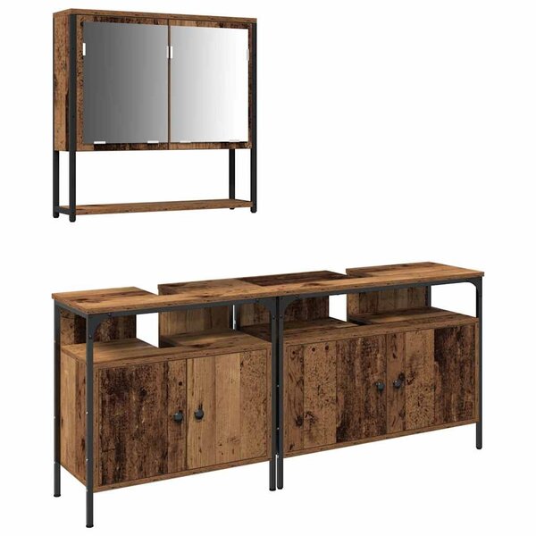 vidaXL Ensemble de mobilier de salle de bain avec porte 3 Pièces Marron