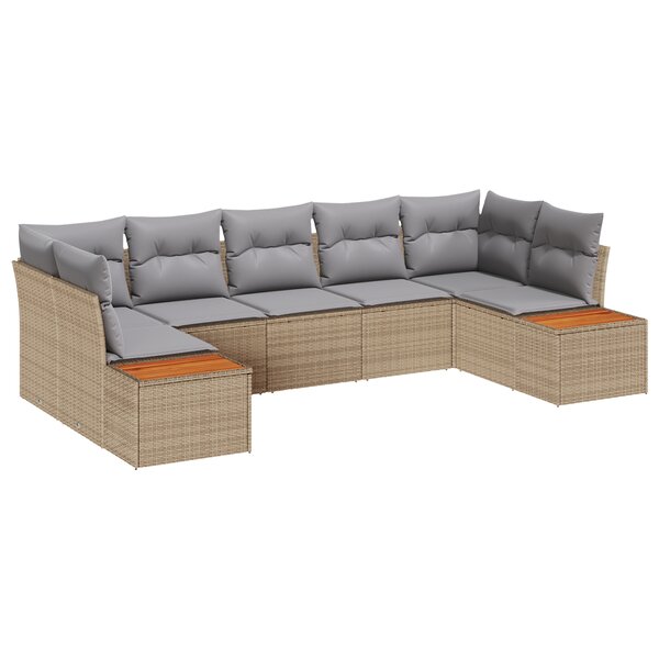 vidaXL Ensemble de 7 pièces de canapés de jardin avec coussins en beige et rattan acacia