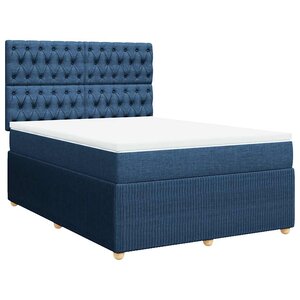 vidaXL Sommier à lattes de lit avec matelas Bleu 140x200 cm Tissu