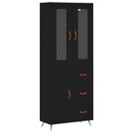 vidaXL Buffet haut Noir 69 5x34x180 cm Bois d'ingénierie