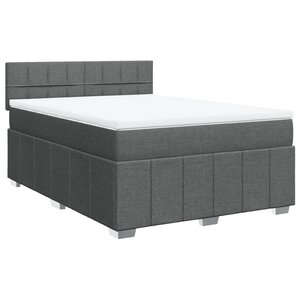 vidaXL Sommier à lattes de lit avec matelas Gris foncé 140x190cm Tissu