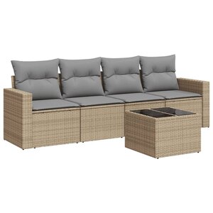 vidaXL Salon de jardin avec coussins 5 Pièces beige résine tressée