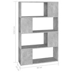 vidaXL Bibliothèque/Séparateur de pièce Gris béton 80x24x124 5 cm