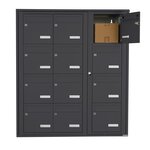 Bloc collectif Leabox  3x4  grade 3  simple face  extérieur  fixation murale  gris anthracite ral 7016 finition brillante