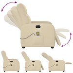 vidaXL Fauteuil inclinable de massage électrique crème tissu