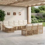 vidaXL Ensemble de canapés d'extérieur 10 Pièces Blanc Naturel et Crème