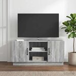 vidaXL Meuble TV 102 x 34 5 x 47 cm Sonoma gris Bois d'ingénierie