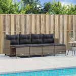 vidaXL Salon de jardin 5 Pièces avec coussins gris résine tressée