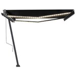 vidaXL Auvent automatique capteur de vent et LED 400x350 cm Anthracite