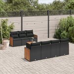 vidaXL Salon de jardin 8 Pièces avec coussins noir résine tressée