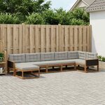 vidaXL Ensemble de canapés d'extérieur 7 Pièces Naturel et gris clair