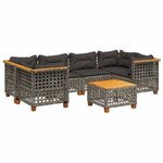 vidaXL Salon de jardin avec coussins 7 Pièces gris résine tressée