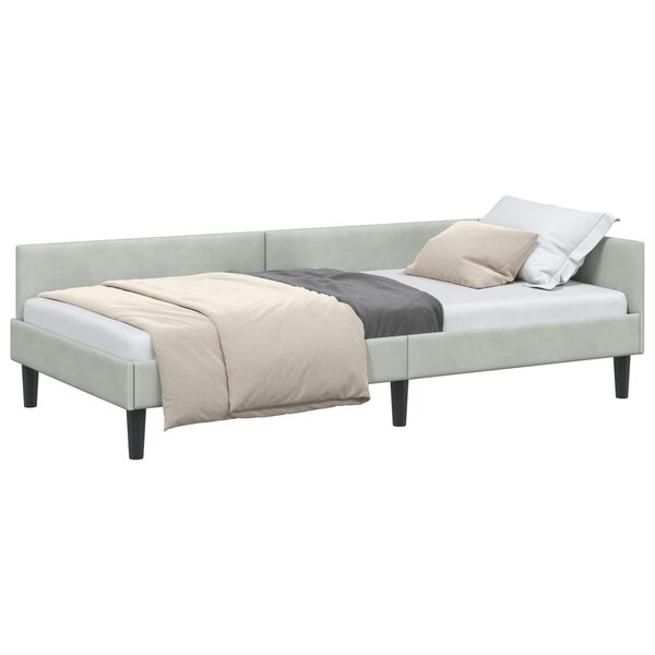 vidaXL Cadre de lit d'angle Gris clair 100 x 200 cm Velours