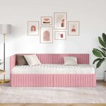 vidaXL Cadre de lit d'angle avec matelas 2 Pièces Gris Velours