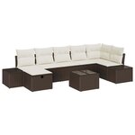 vidaXL Ensemble de canapé de jardin 8 Pièces Marron polyrotin