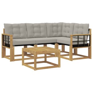 vidaXL Ensemble de canapés d'extérieur 5 pc Blanc et gris clair