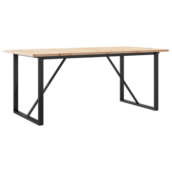 vidaXL Table à manger cadre en O 180x90x75 5 cm bois pin massif fonte