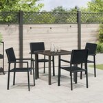 vidaXL Ensemble de salle à manger pour jardin 5 Pièces Noir Poly rotin