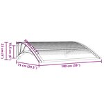 vidaXL Auvent de porte Gris et transparent 100x75 cm Polycarbonate