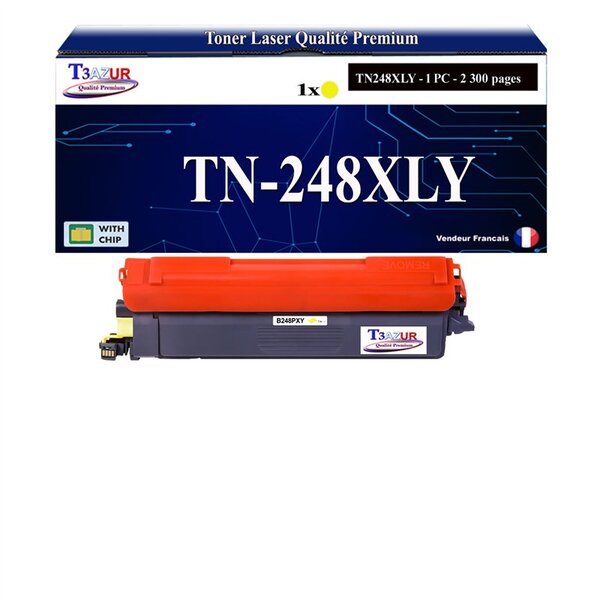 T3AZUR -Toner compatible avec Brother TN248 XL pour Brother MFC-L3740CDW MFC-L3740CDWE MFC-L3760CDW MFC-L8340CDW MFC-L8390CDW - Jaune