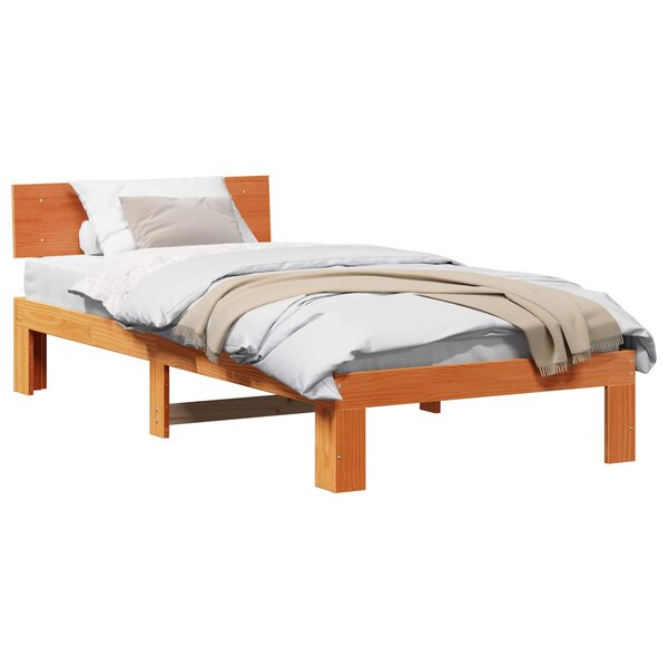 vidaXL Cadre de lit avec tête de lit Brun cire 80 x 200 cm Pin massif