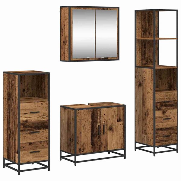 vidaXL Ensemble de mobilier de salle de bain 4 Pièces Bois Ancien
