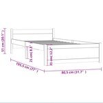 vidaXL Cadre de lit bois massif 75x190 cm petit simple