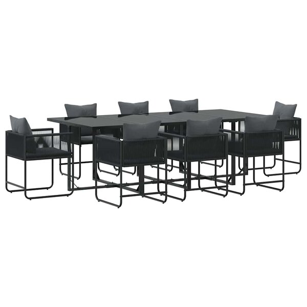 vidaXL Ensemble de salle à manger pour jardin 9 Pièces Noir Acier