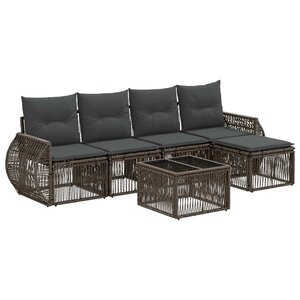 vidaXL Ensemble de canapé de jardin 6 Pièces Gris et Gris foncé polyrotin
