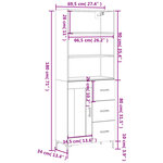 vidaXL Buffet haut Gris béton 69 5x34x180 cm Bois d'ingénierie