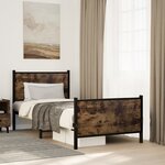 vidaXL Cadre de lit en métal sans matelas chêne fumé 90x190 cm