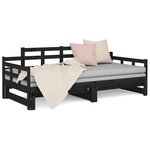 vidaXL Lit coulissant sans matelas noir 2x(90x200) cm
