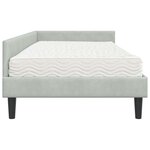 vidaXL Cadre de lit d'angle avec matelas 2 Pièces Gris clair Velours
