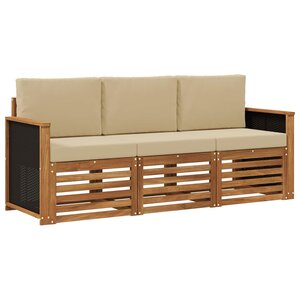 vidaXL Ensembles de canapés avec coussin 3 Pièces Bois d'Acacia Massif