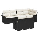 vidaXL Ensemble de jardin 7 pièces avec coussins - Rattan synthétique noir
