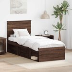 vidaXL Cadre de lit avec tête de lit Chêne brun 75 x 190 cm Pin massif