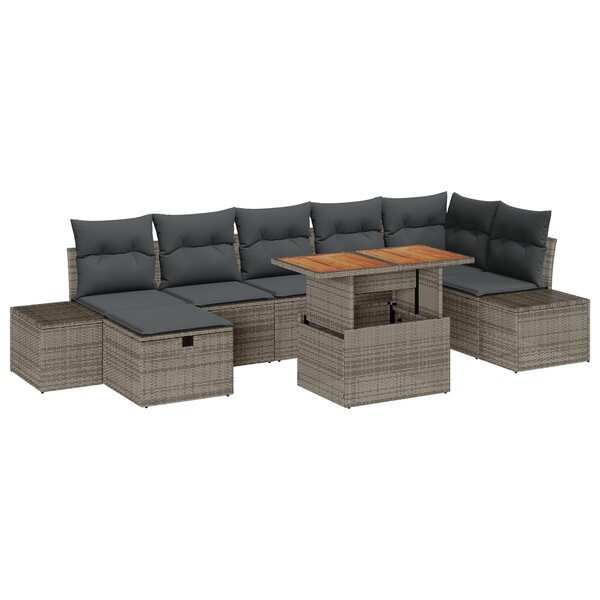 vidaXL Ensemble de canapé de jardin 8 pièces avec coussins en poly rattan gris