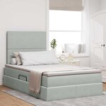 vidaXL Lit de rangement LED avec matelas Gris clair 120 x 190 cm