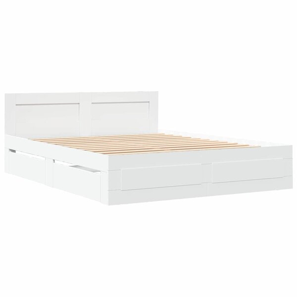 vidaXL Cadre de lit 2 Pièces Blanc 150 x 200 cm Bois d'ingénierie