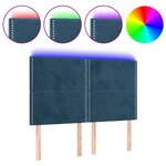 vidaXL Tête de lit à LED Bleu foncé 144x5x118/128 cm Velours
