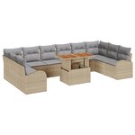 vidaXL Ensemble de salle à manger de jardin 11 pièces avec coussins en poly rotin acacia