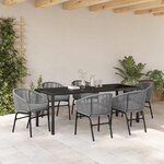 vidaXL Ensemble de salle à manger pour jardin 7 Pièces Gris Poly rotin