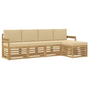 vidaXL Ensemble de canapés d'extérieur 5 pc Blanc et Beige Polyester