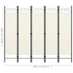 vidaXL Cloison de séparation 5 panneaux Blanc 200x180 cm