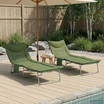 vidaXL Transat pliant avec coussin 2 Pièces Vert foncé